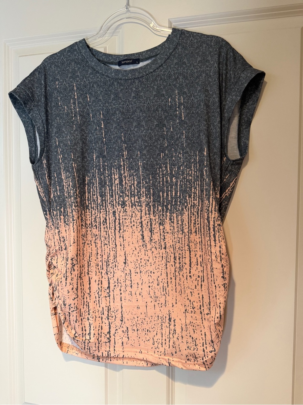 Women's Ombre Gray and Peach Speckle Tee - Picture 2 of 3